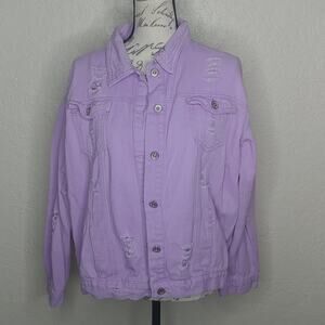 Wear Jeans Distressed Jean Jacket Purple Size S